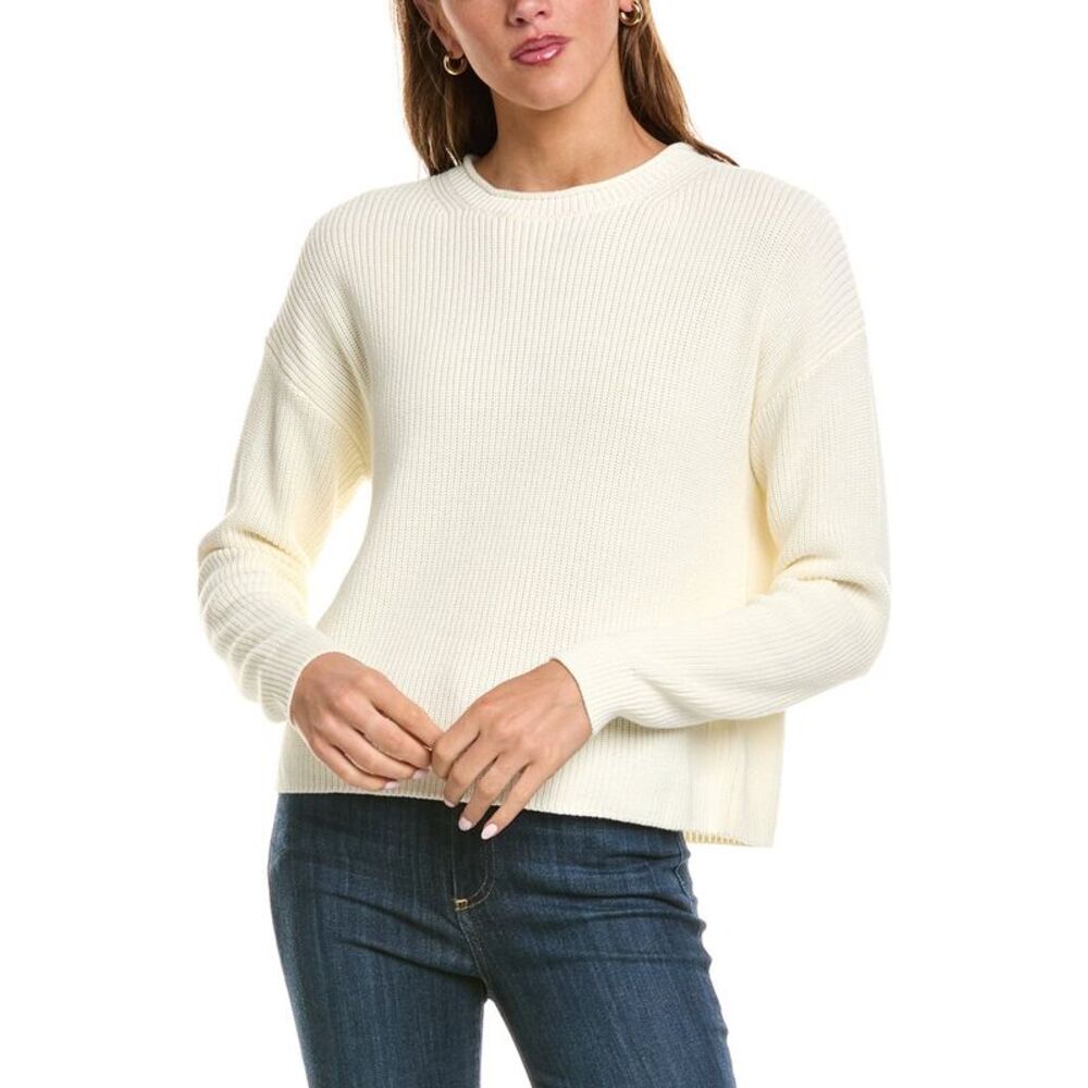 525 America Womens Cropped Relaxed Crewneck Pullover, White